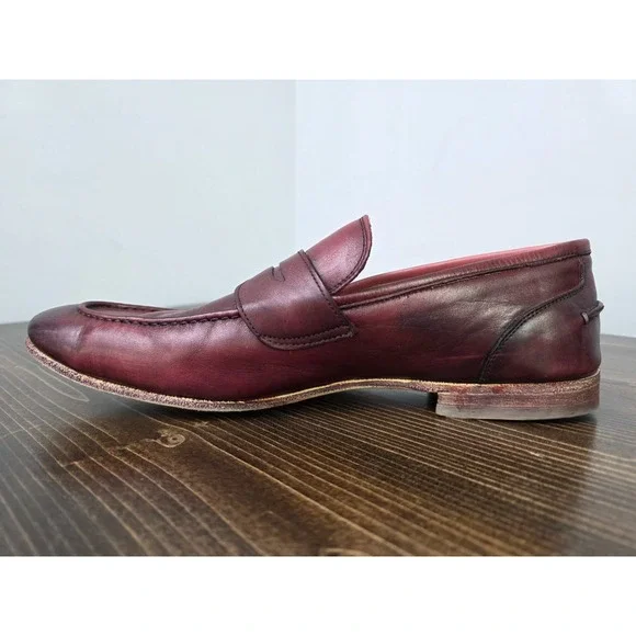VERO CUOIO Italian Leather Slip On Mahogany Loafers Dress Shoes Italy Men's 10.5 - Picture 5 of 16
